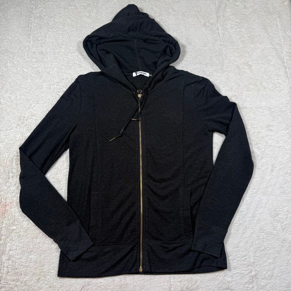 Alexander Wang Charcoal Gray Hooded Zip Women’s Jacket Sweatshirt Hoodie